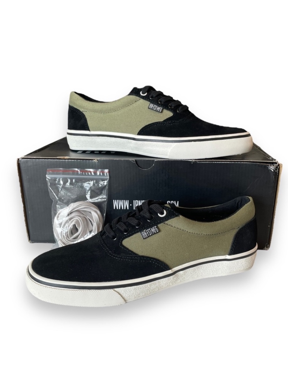 Iron Fist Kid Simsole Skate Shoes Olive Green Skull Suede Sneakers Women's 9